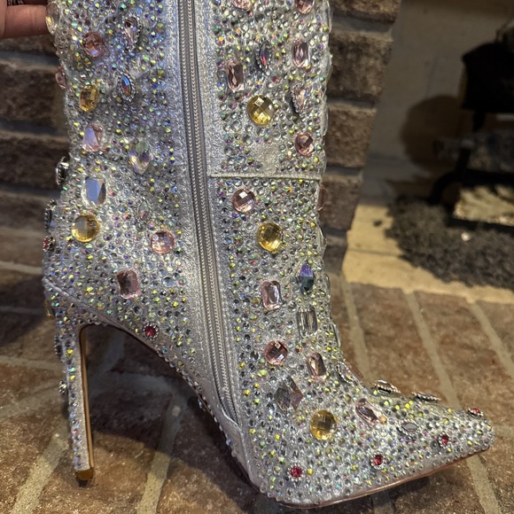 azalea wang Lamarca Pink Rhinestone Knee High Boots Size 10 Boots - Picture 11 of 16